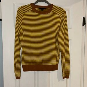 Zara Women’s Yellow and Brown Striped Crewneck Sweater